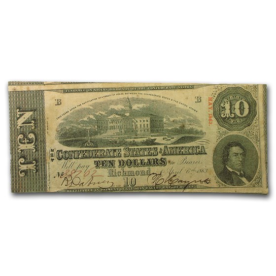 1863 $10 (T-59) Capitol @ Columbia, SC VF+ 1863 $10 (T-59) Capitol @ Columbia, SC VF+